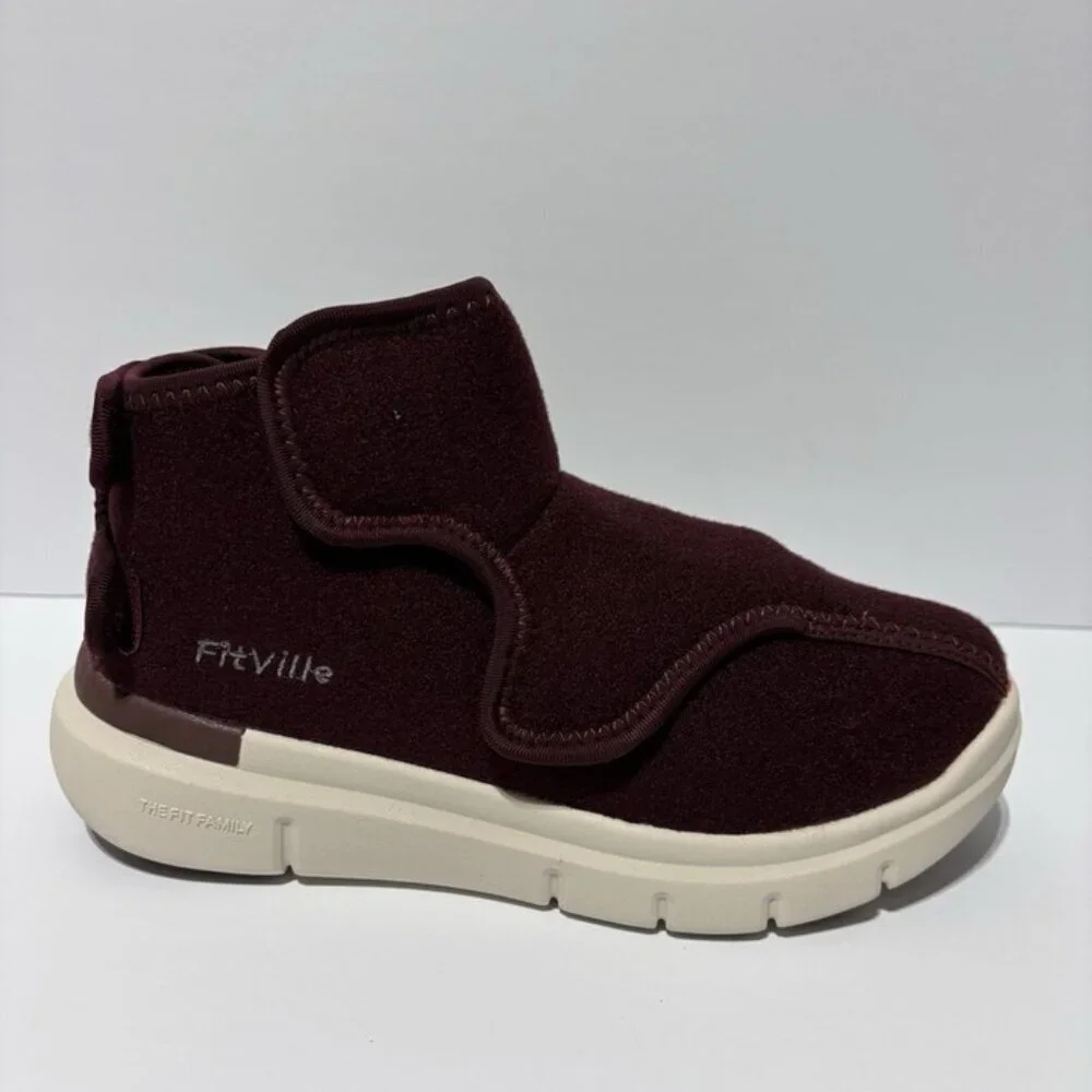 FitVille Women’s Easytop Diabetic Burgundy Boots, Size 7 EW